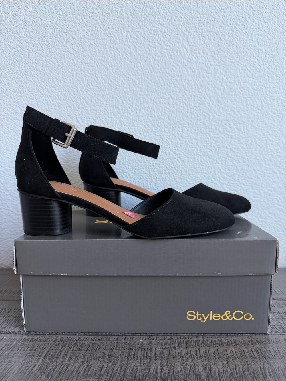 Style & Co. Women's Alinaa Two-Piece Block Heel Dress Pumps Black NIB